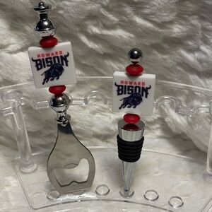 Howard University-Bottle Opener and Stopper Set - Red and White